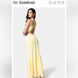 Bebe yellow floor length gown